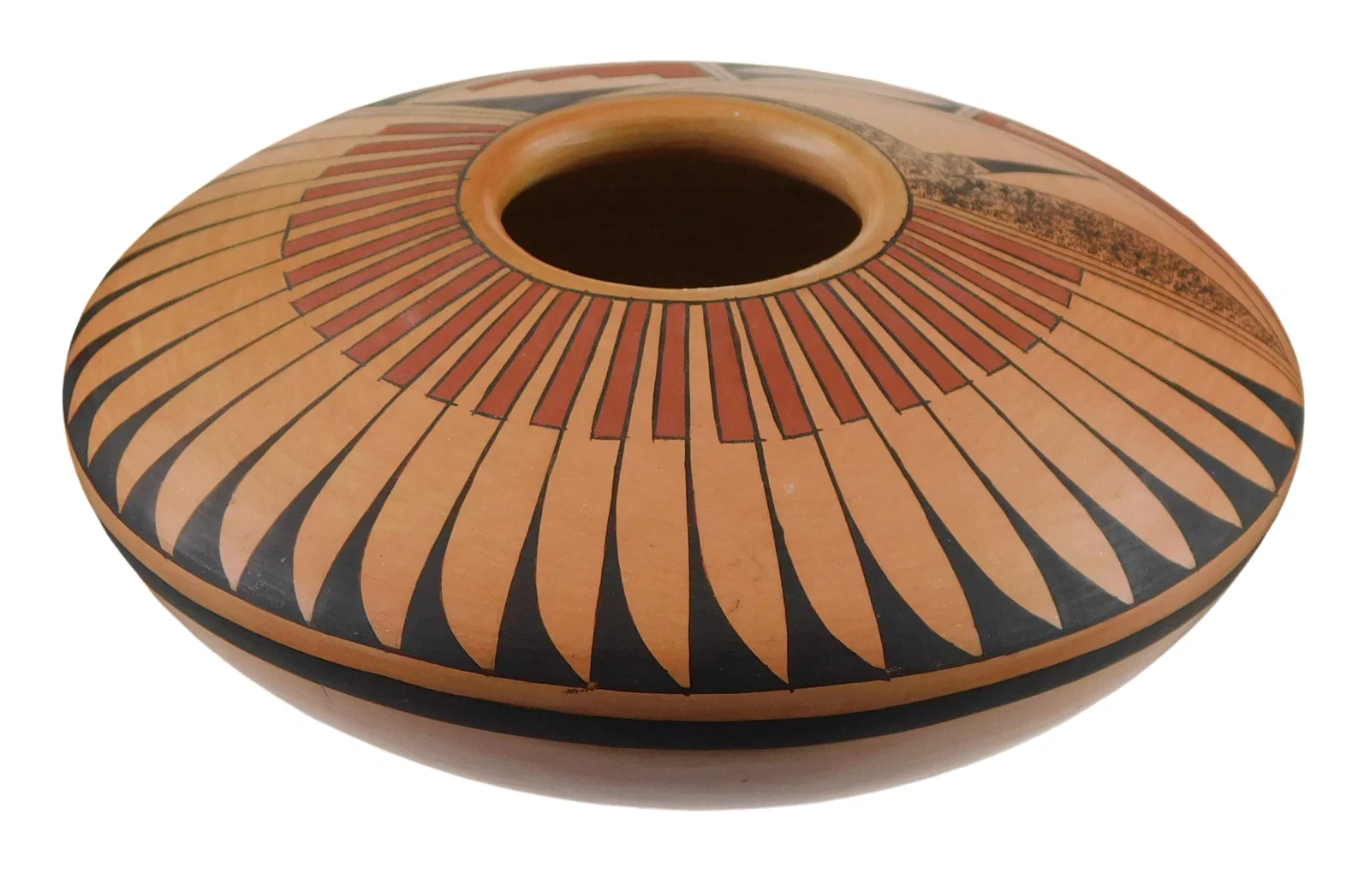 TRIBAL: Gloria Kahe (b. 1951, Navajo/Diné) seed pot, 20th-21st C., red and black polychromatic