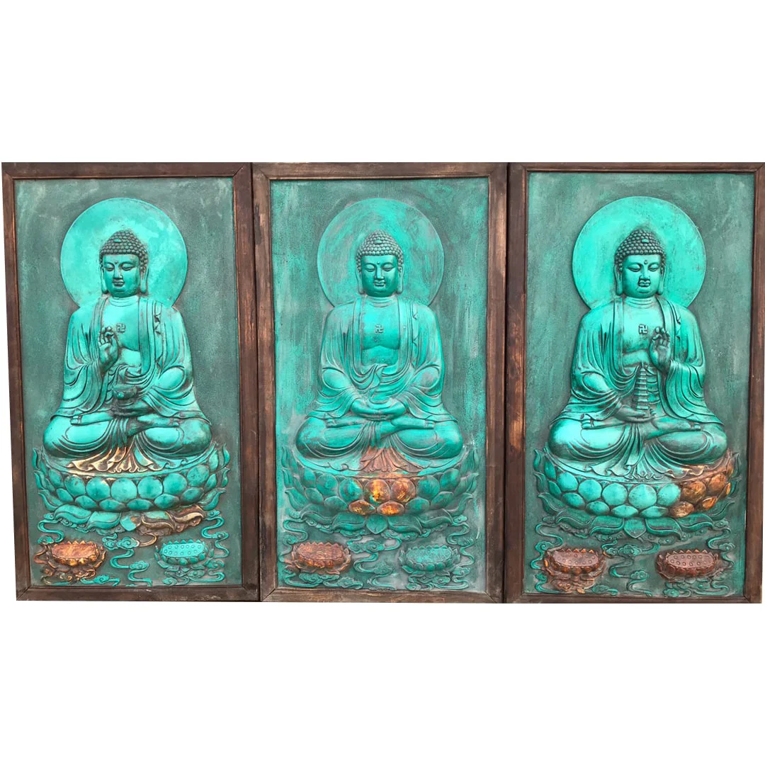 Turquoise High Relief Three Treasures Buddha