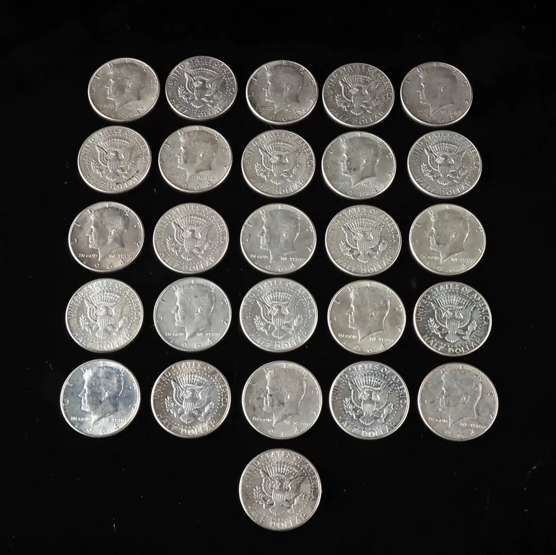 Twenty-Six Silver 1964 Kennedy Half Dollars