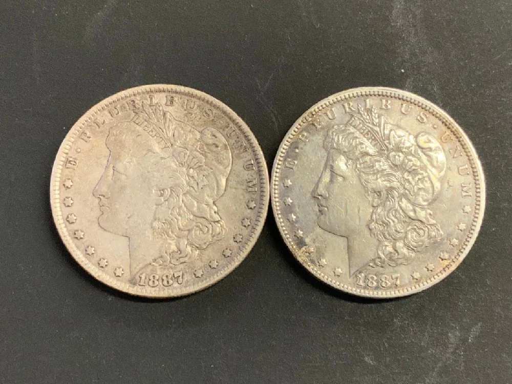 Two (2) 1887 U.S. Morgan Silver Dollars
