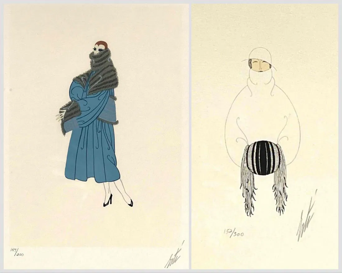 Two Art Deco Inspired Erte Pencil Signed Lithographs