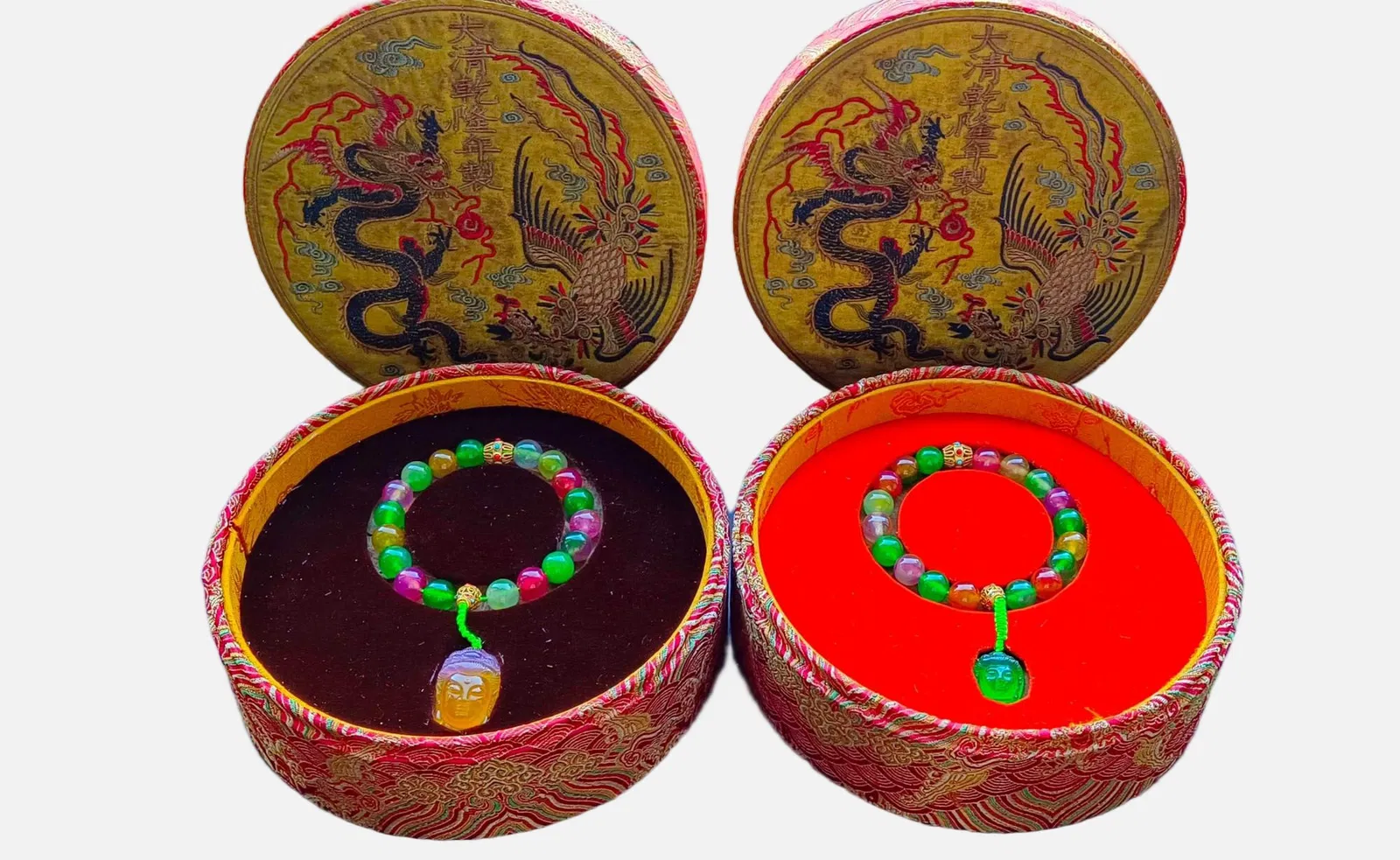 Two boxes of top-grade dragon stone jadeite handheld