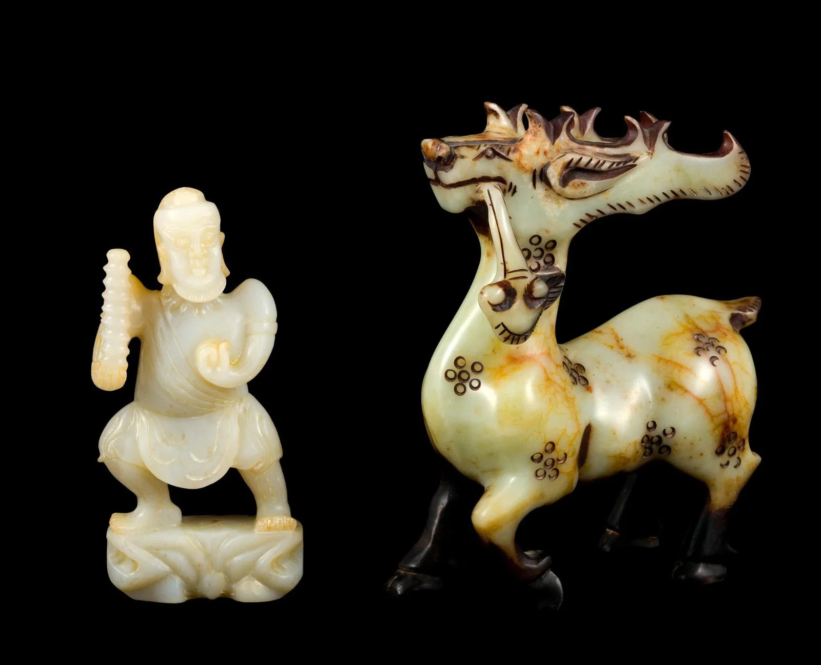 Two Chinese Carved Jade Figurines