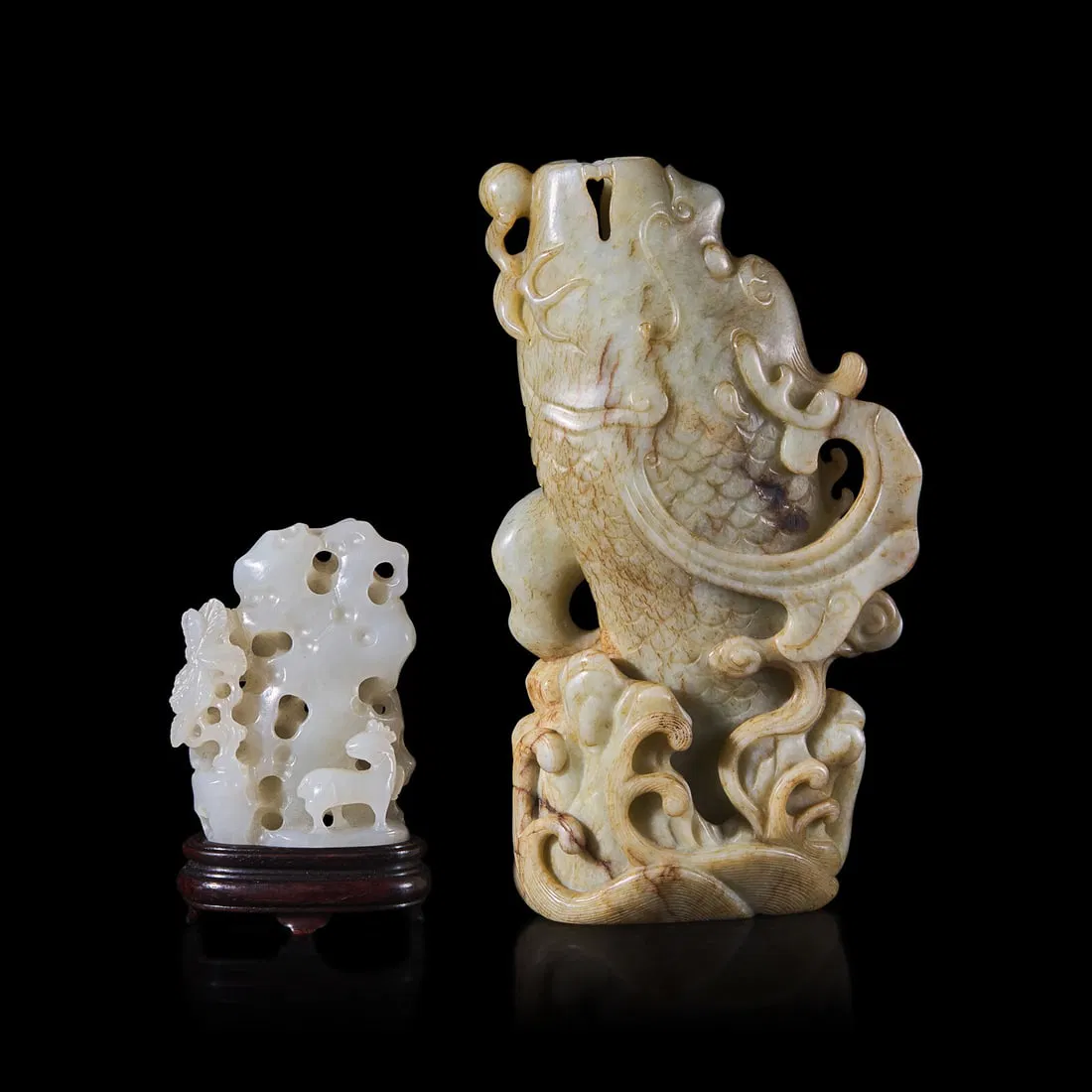 Two Chinese Jade Carvings, Qing Dynasty and Later 清-近代 青白玉