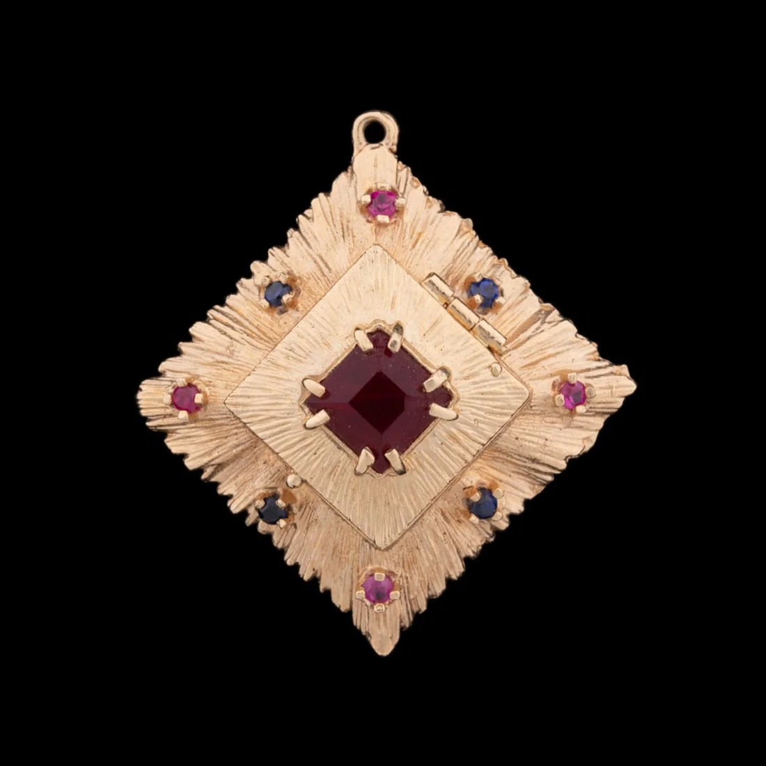 TWO COLOR SAPPHIRE 14K YG LOCKET PENDANT