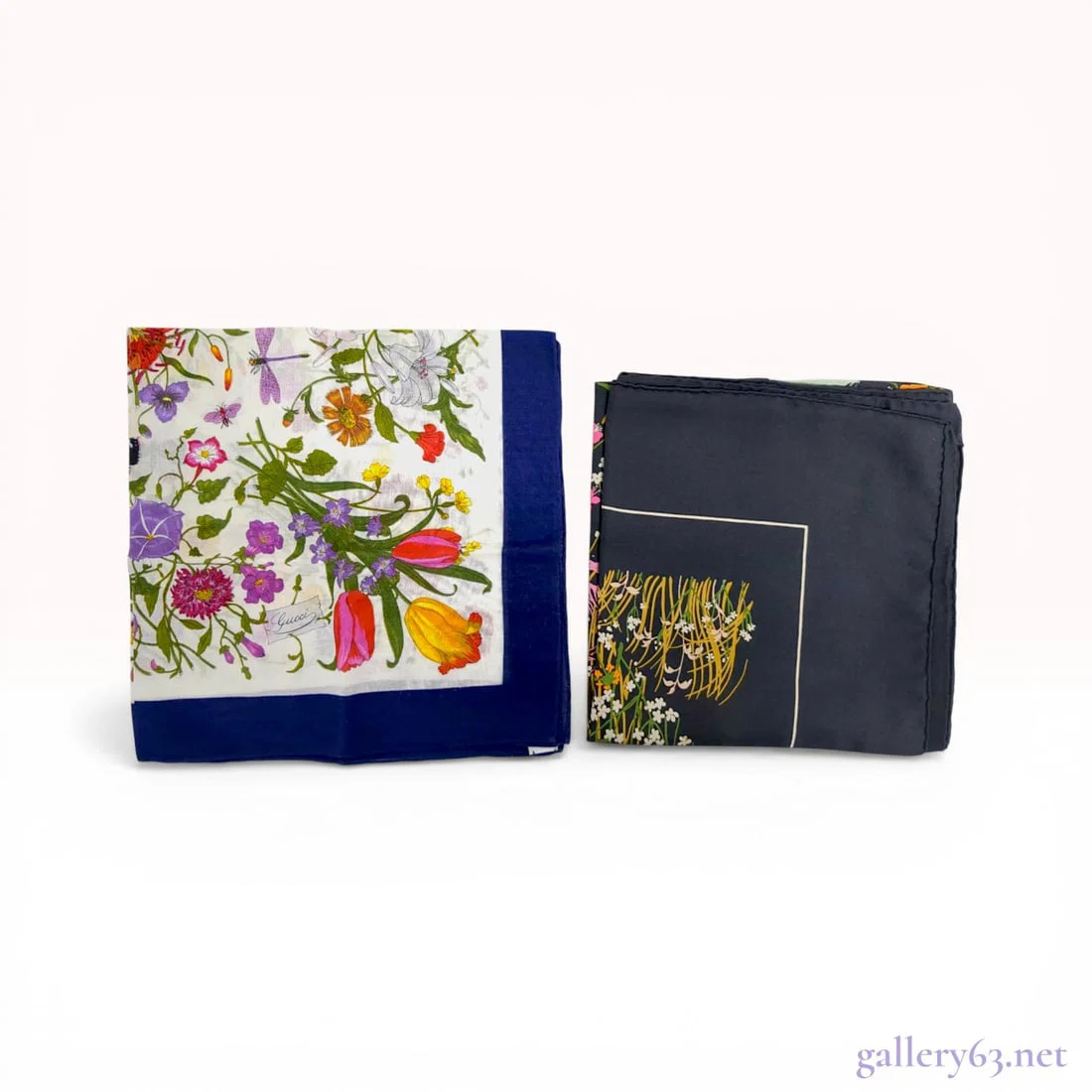 Two Designer Floral Scarves, Gucci and Christian Dior