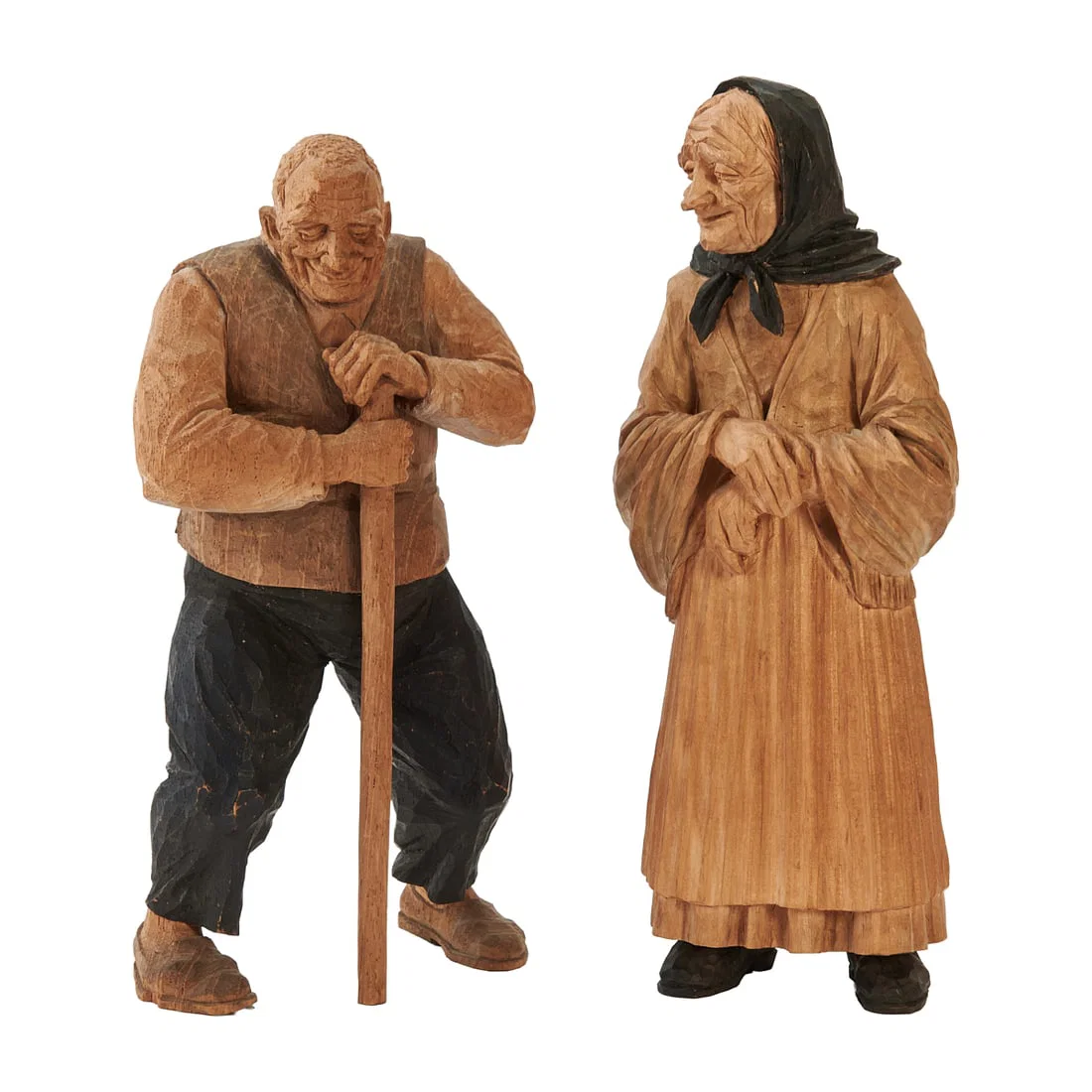 Two Emil Janel Carved Figures