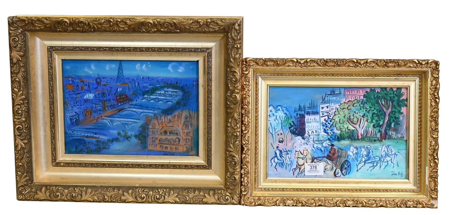 Two Framed Landscapes After Jean Dufy (French 1888-1964)