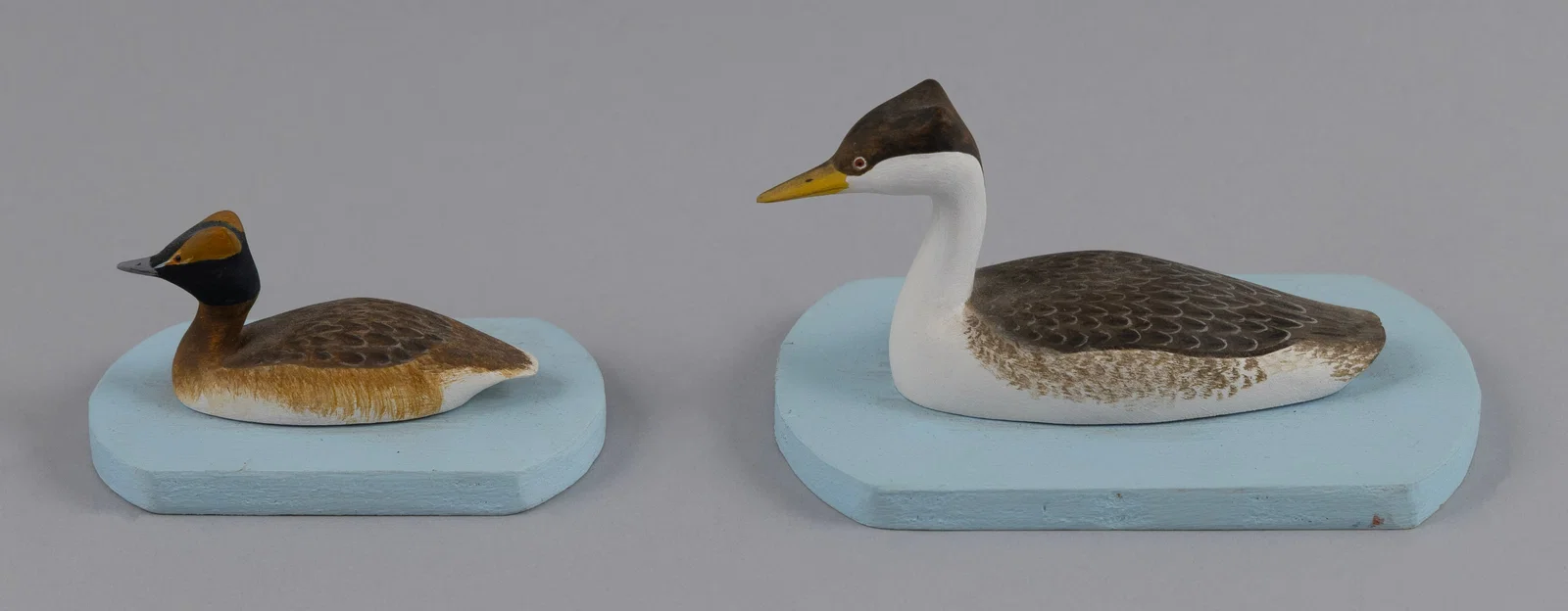 TWO HAROLD GIBBS MINIATURE GREEBS Barrington, Rhode Island, 1886-1970 Base lengths 3" and 4.25".