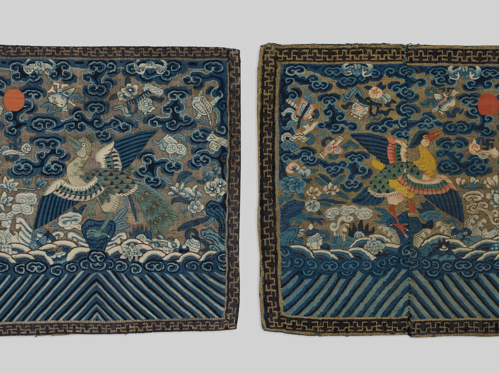 TWO KESI CIVIL OFFICIAL'S RANK BADGES, BUZI, 19TH CENTURY