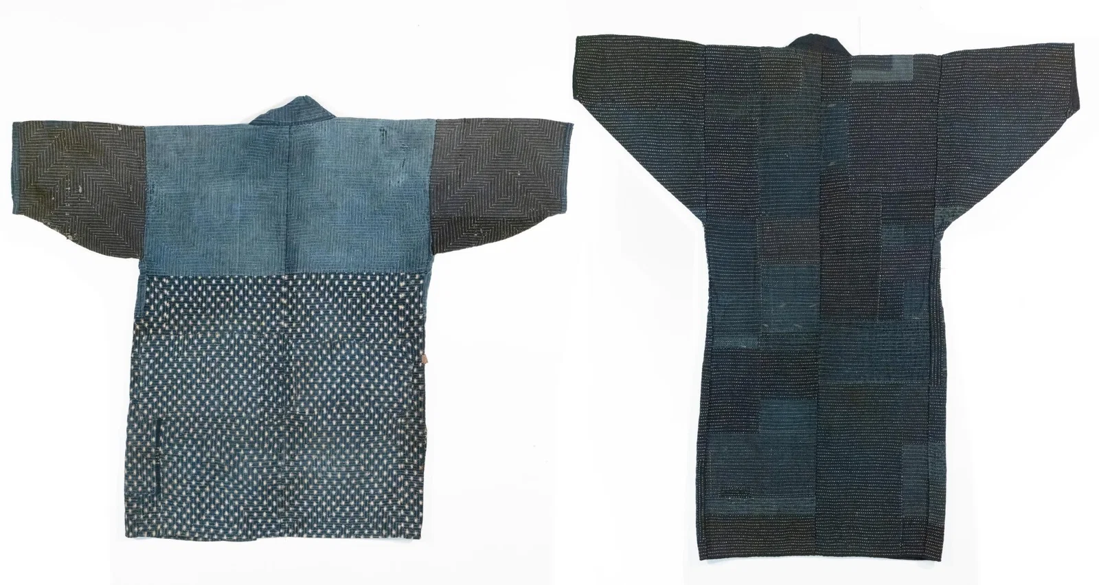 TWO MEIJI PERIOD JAPANESE QUILTED INDIGO WORK JACKETS
