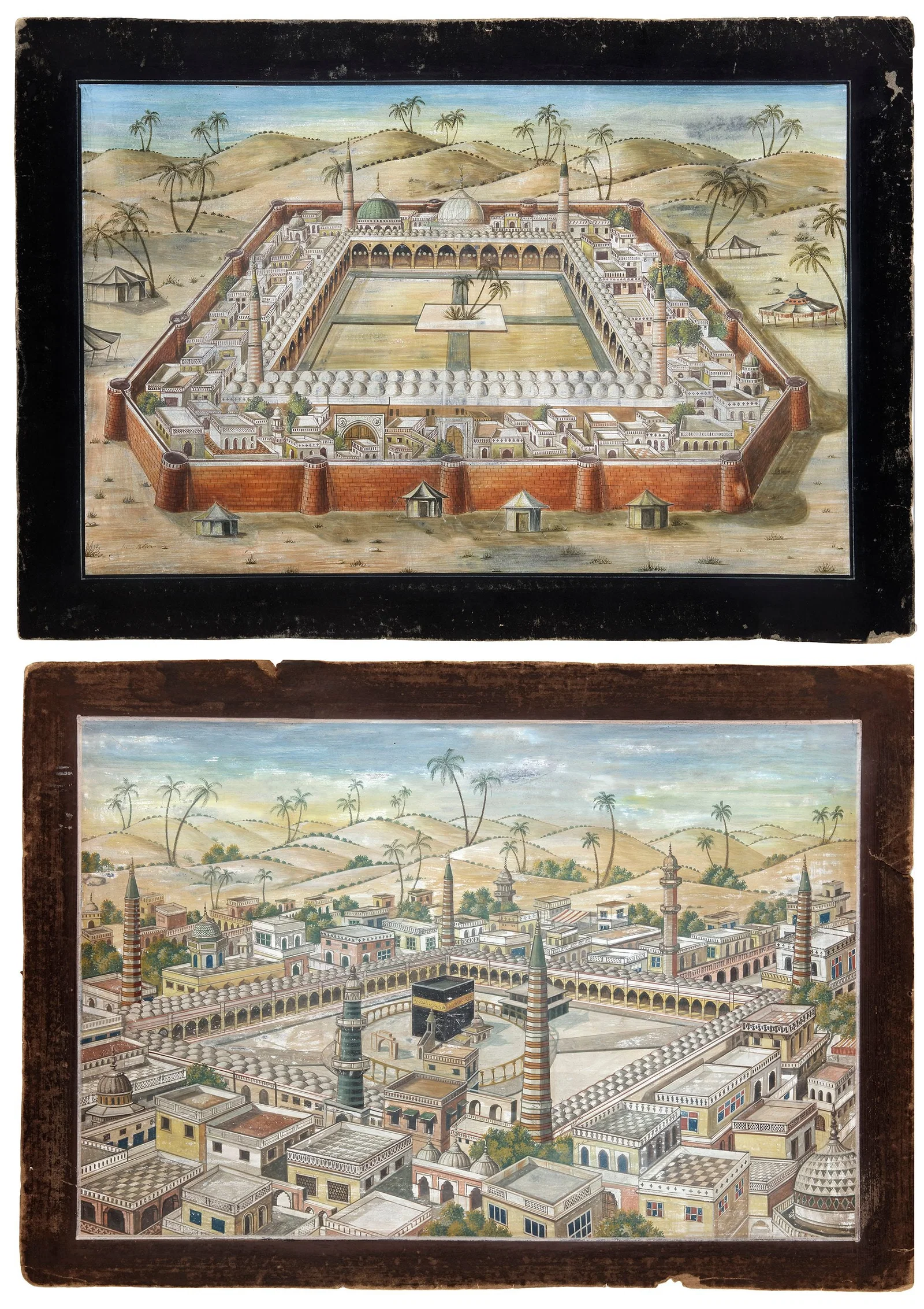 TWO PANORAMIC VIEWS OF MECCA AND MEDINA, INDIA, 19TH CENTURY