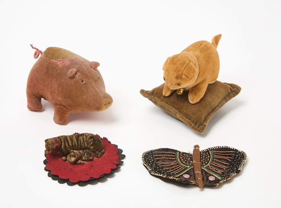Two Pen Wipes, Pin Cushion and Stuffed Piglet Pin Cushion
