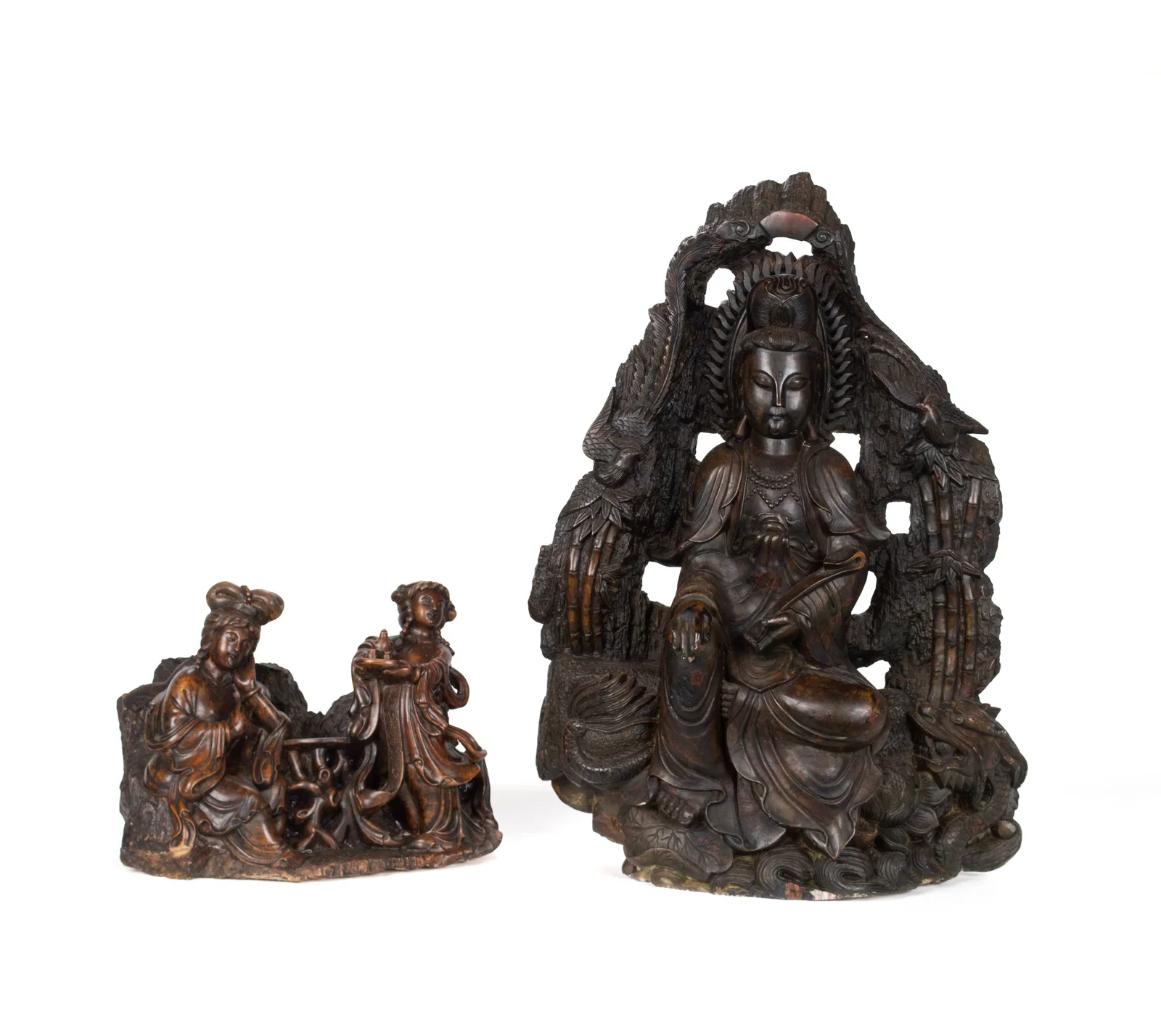 TWO QUAN YIN FIGURE GROUPS