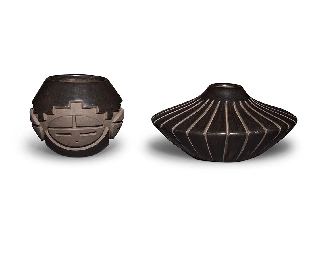 Two Santa Clara Pueblo blackware pottery jars
