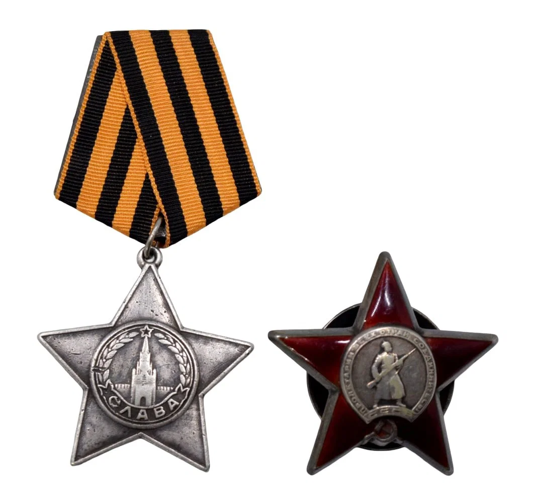 Two WWII Soviet Orders - Order of Red Star and Order of Glory 3rd Class