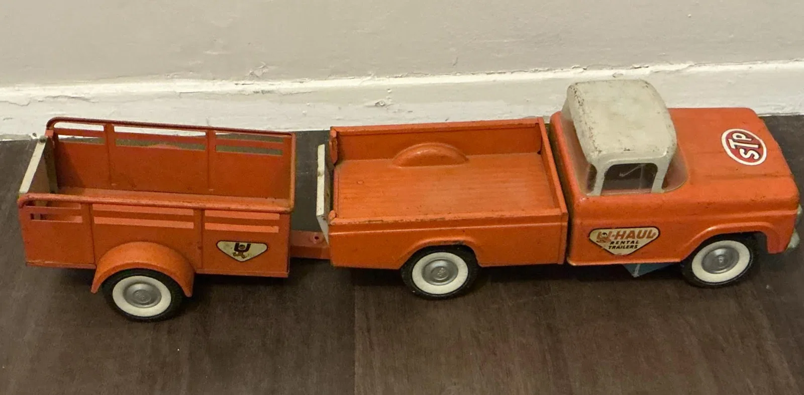 U-Haul Ford Pickup Truck With Trailer Pressed Steel Nylint 21.5 inches long