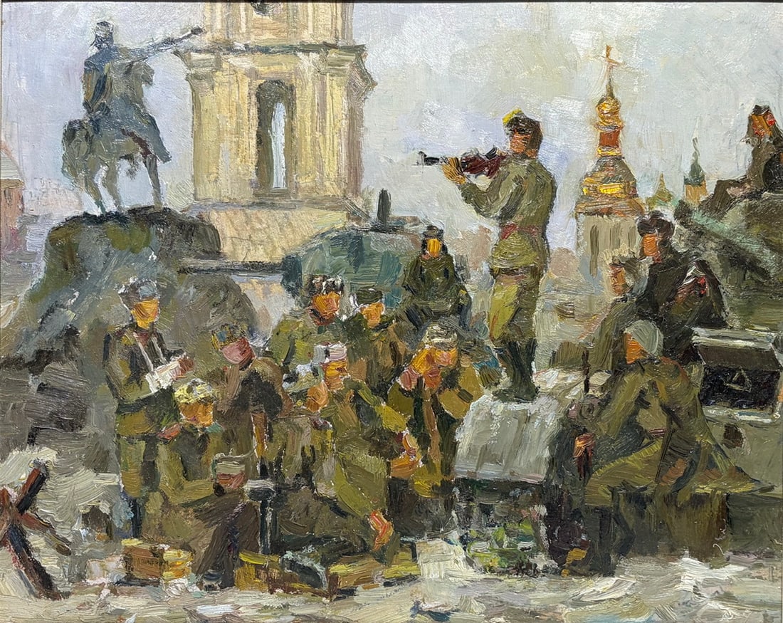 Ukrainian Liberation of Kiev Oil on Canvas SIGNED