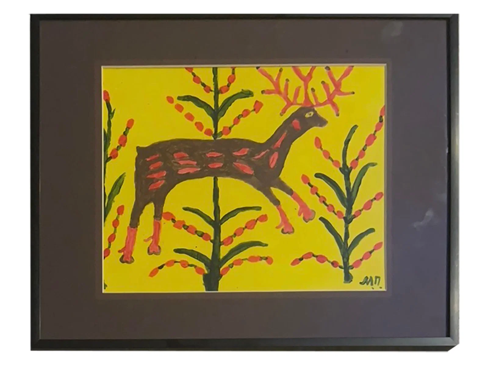 UKRANIAN PAINTING BY MARIA PRYMACHENKO DEAR RED HORNS