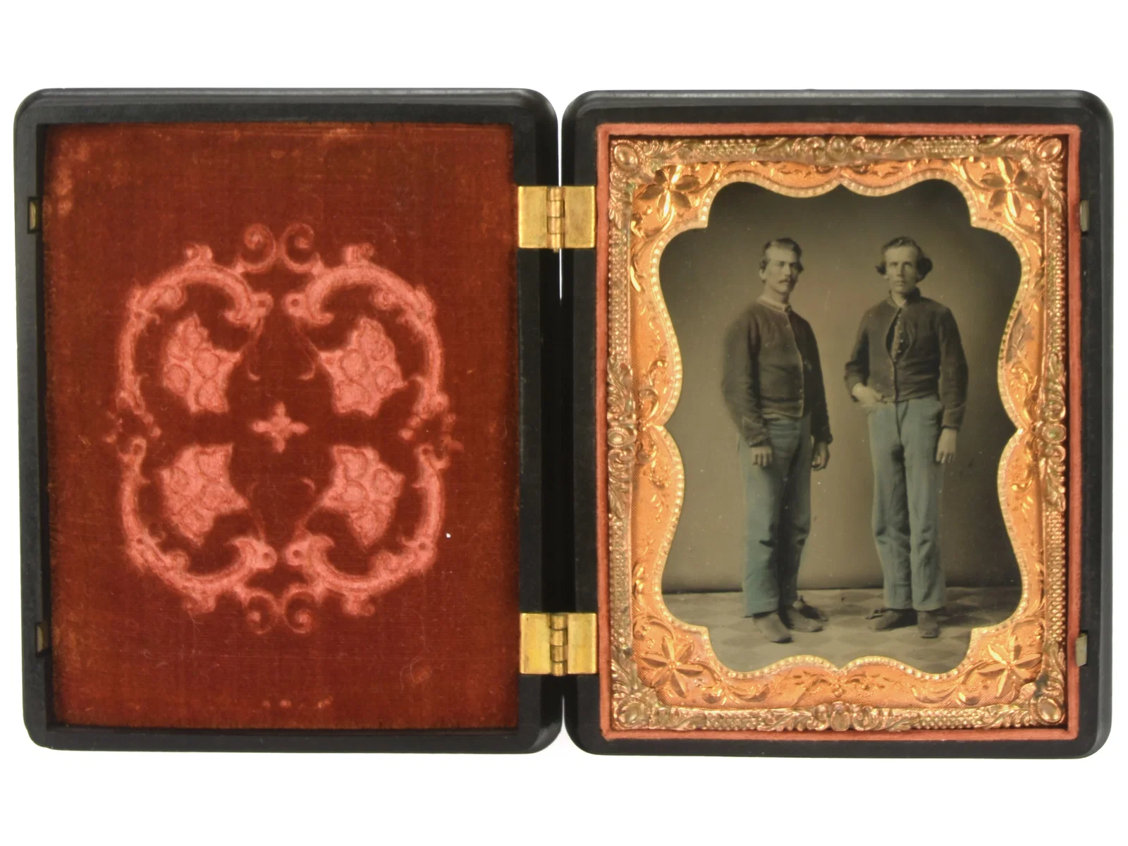 Union Army Pair of Mounted Artillerymen Quarter Plate Tintype in Union Case