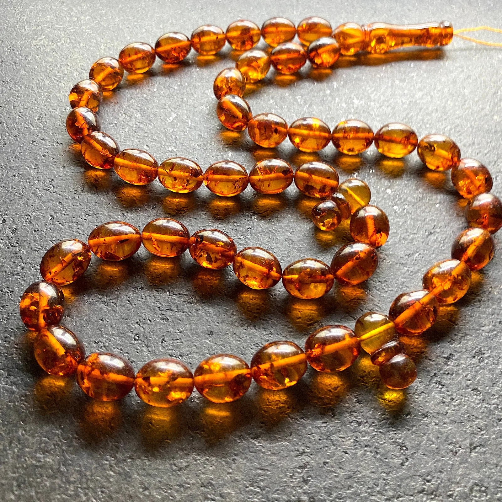 Unique and Impressive Amber Tesbih made from Olive shaped Amber beads