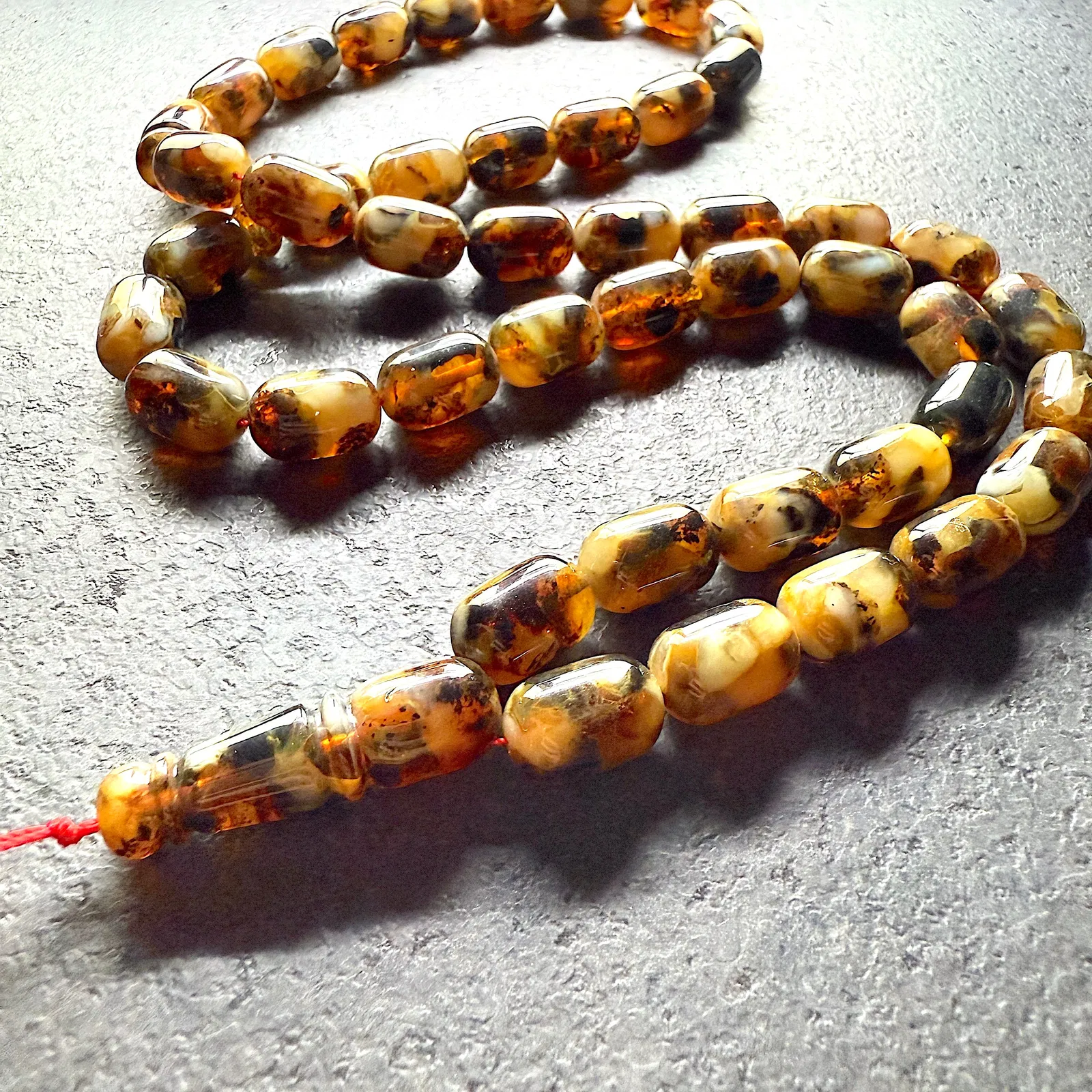 Unique and Outstanding Amber Tesbih made from Barrel shaped Amber beads