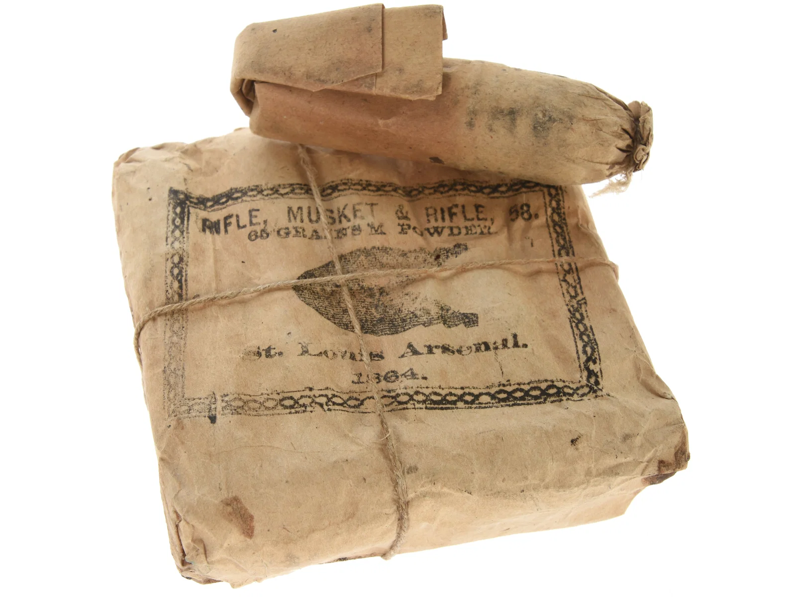 Unopened 1864 St. Louis Arsenal Packet of .58 Caliber Rifle Cartridges with One Extra Round