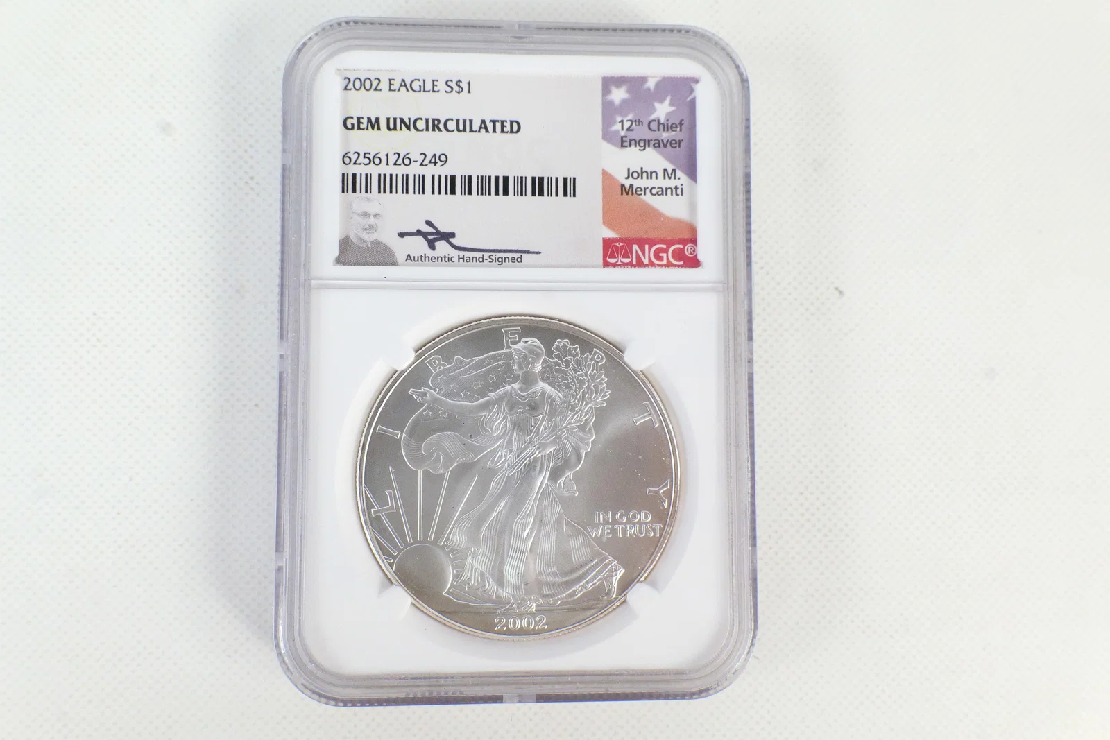 US 2002 $1 Silver Eagle, NGC Gem Uncirculated