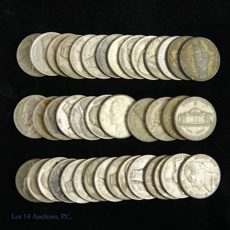 US 35%-Silver Jefferson WW2 Nickels (40)