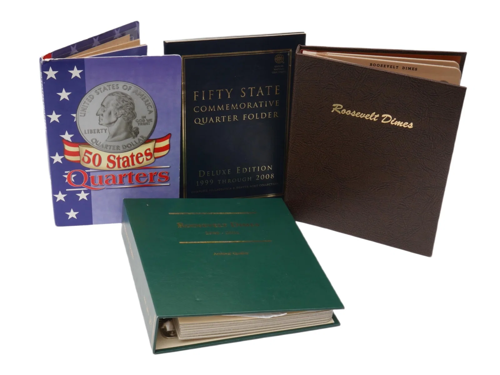 US 50 STATES QUARTERS AND ROOSEVELT DIMES COIN ALBUMS