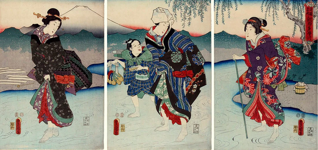 Utagawa KUNISADA: The Tama River at Chofu (now Tokyo Metropolis)