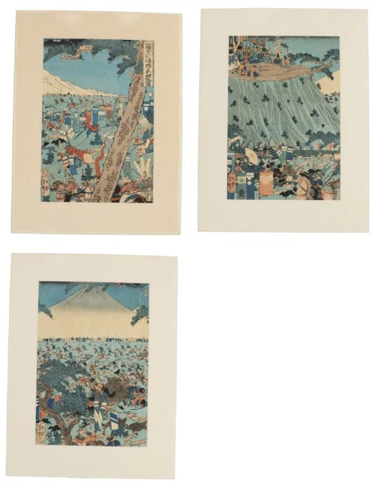 Utagawa Yoshitsuya (1822-1866) Japanese, (3) Woodblocks as Triptych