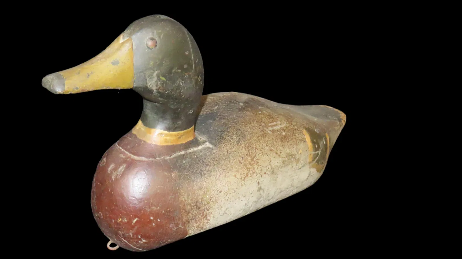 V Type Bottom Factory Mallard Drake Decoy, Original Paint, 14 1/2”