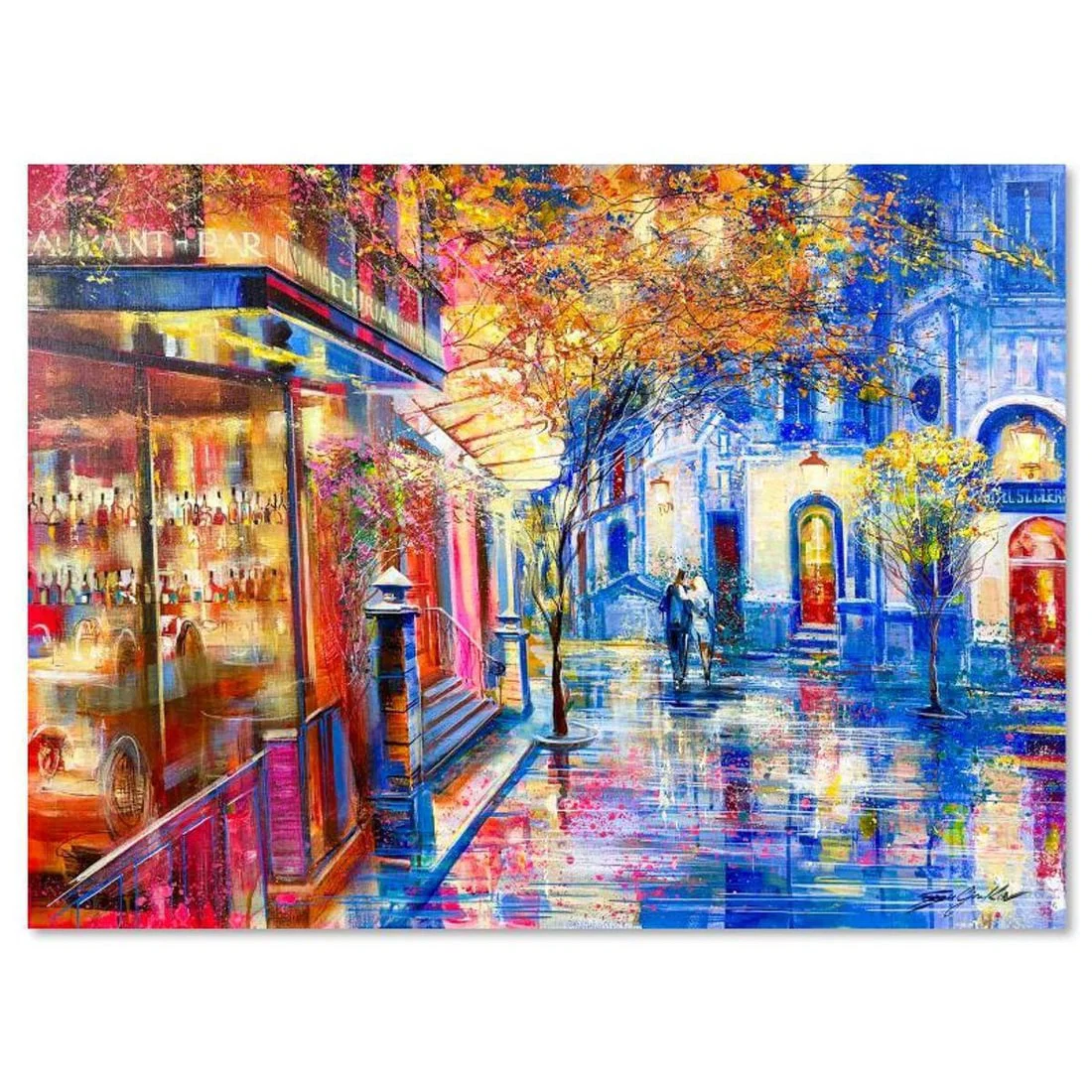 Vadik Suljakov, "Dinner at Florian" Original Oil Painting on Canvas, Hand Signed with Letter of