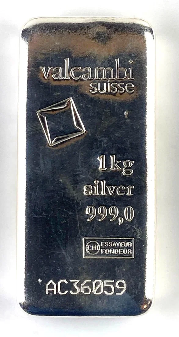 Valcambi Suisse 1 Kg .999 Fine Silver Ingot/ Bar