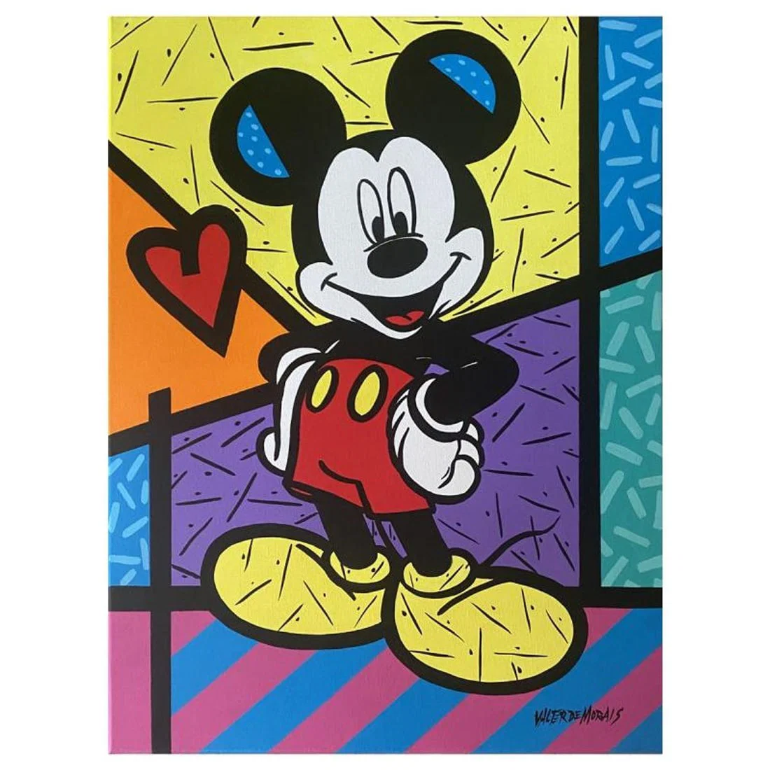 Valter Morais, "Mickey Mouse" Original Acrylic Painting on Canvas, Hand Signed with Letter of