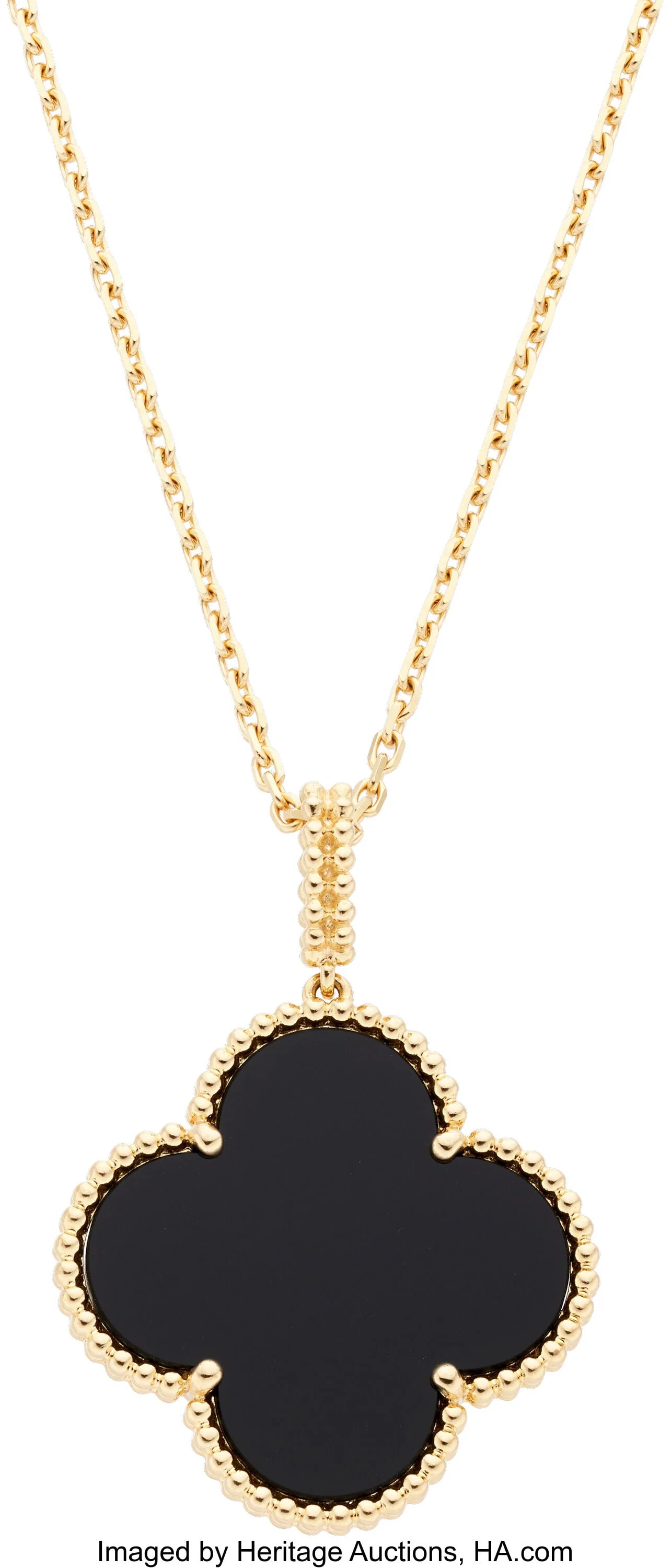 Van Cleef & Arpels Black Onyx, Gold Pendant-Neck