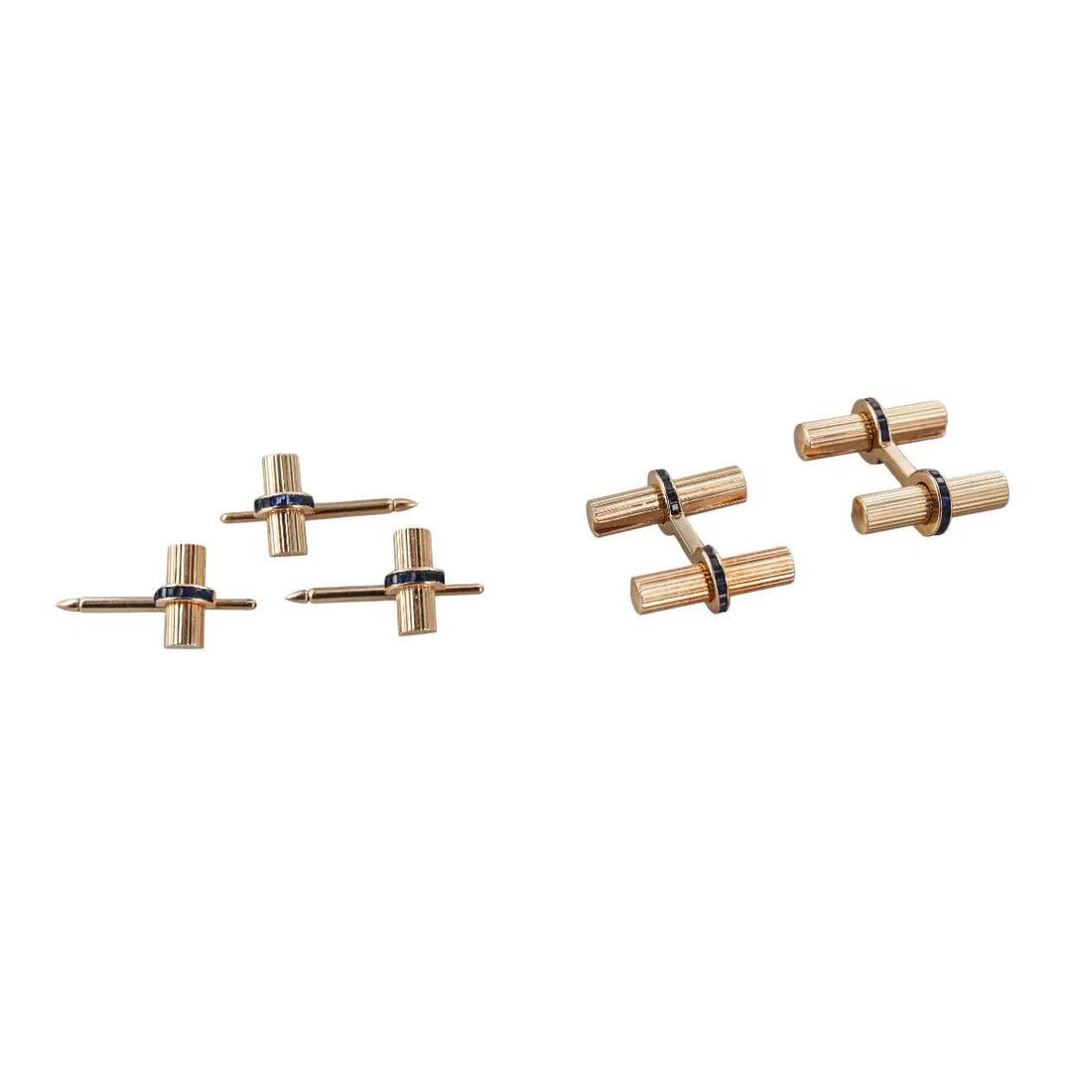 Van Cleef & Arpels Vintage 14k Gold Sapphire Cufflinks Stud Set