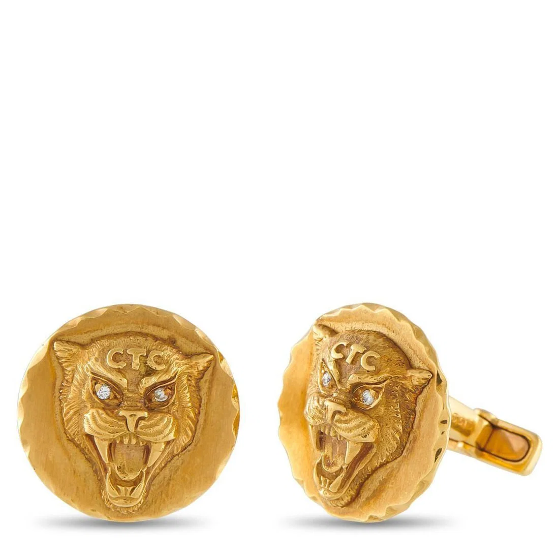 VAN CLEEF & ARPELS VINTAGE 18K YELLOW GOLD PANTHER CUFFLINKS
