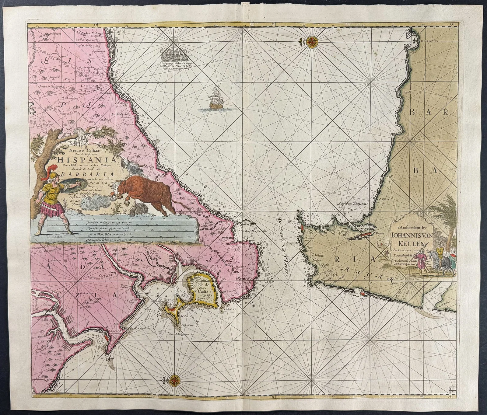Van Keulen, Rare - Chart of the Strait of Gibraltar