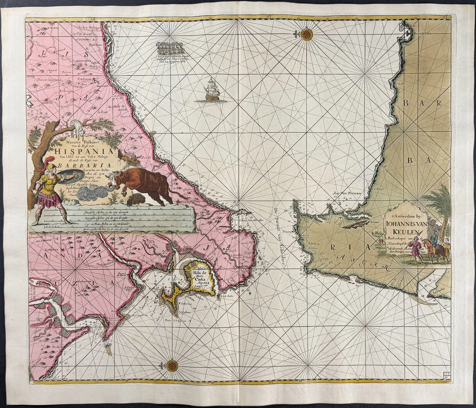 Van Keulen, Rare - Map of the Strait of Gibraltar