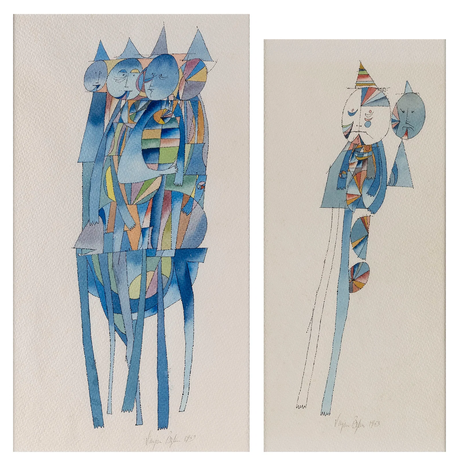 VARUJAN BOGHOSIAN (New Hampshire/Connecticut, 1926-2020), Two figural works:, Framed to 23" x 15".