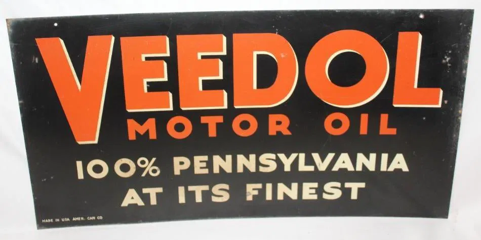 Veedol Motor Oil 100% Pennsylvania DST Sign