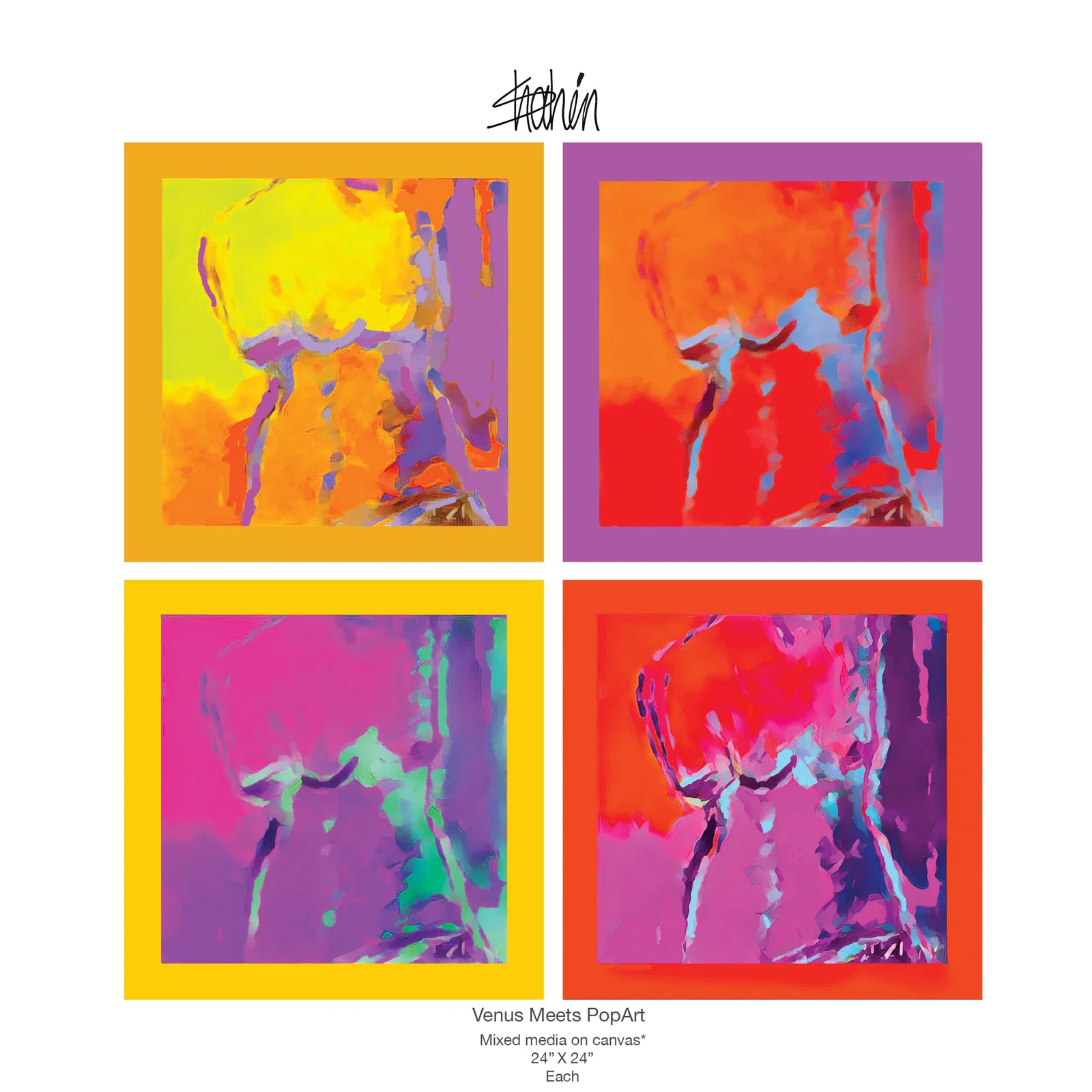 Venus Meets Pop Art MixMedia on canvas by Shaheen Zarookian