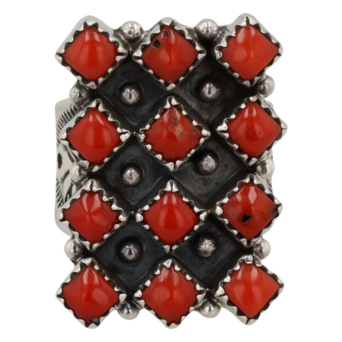 Verley Belone Navajo Sterling Coral Ring Sz 6