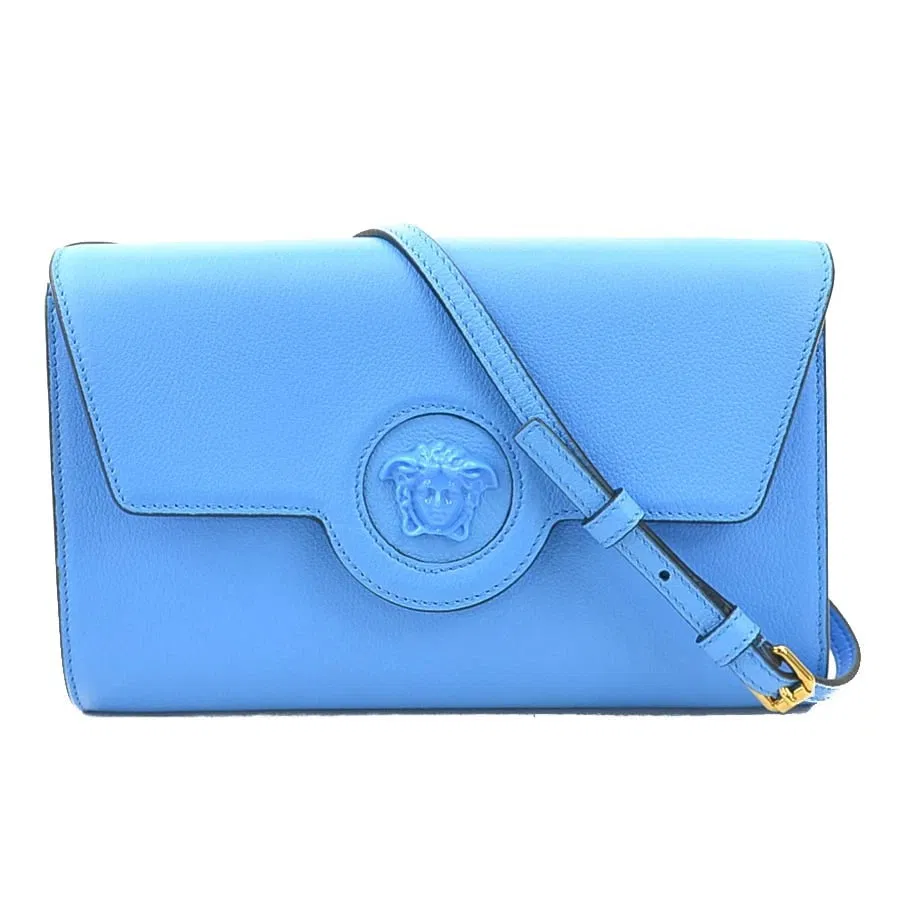 VERSACE MEDUSA SHOULDER BAG BLUE LEATHER SHOULDER BAG