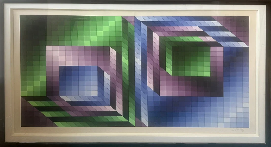 Victor Vasarely (1906–1997) “Xonau II" Monumental Signed Limited Edition Op Art Serigraph