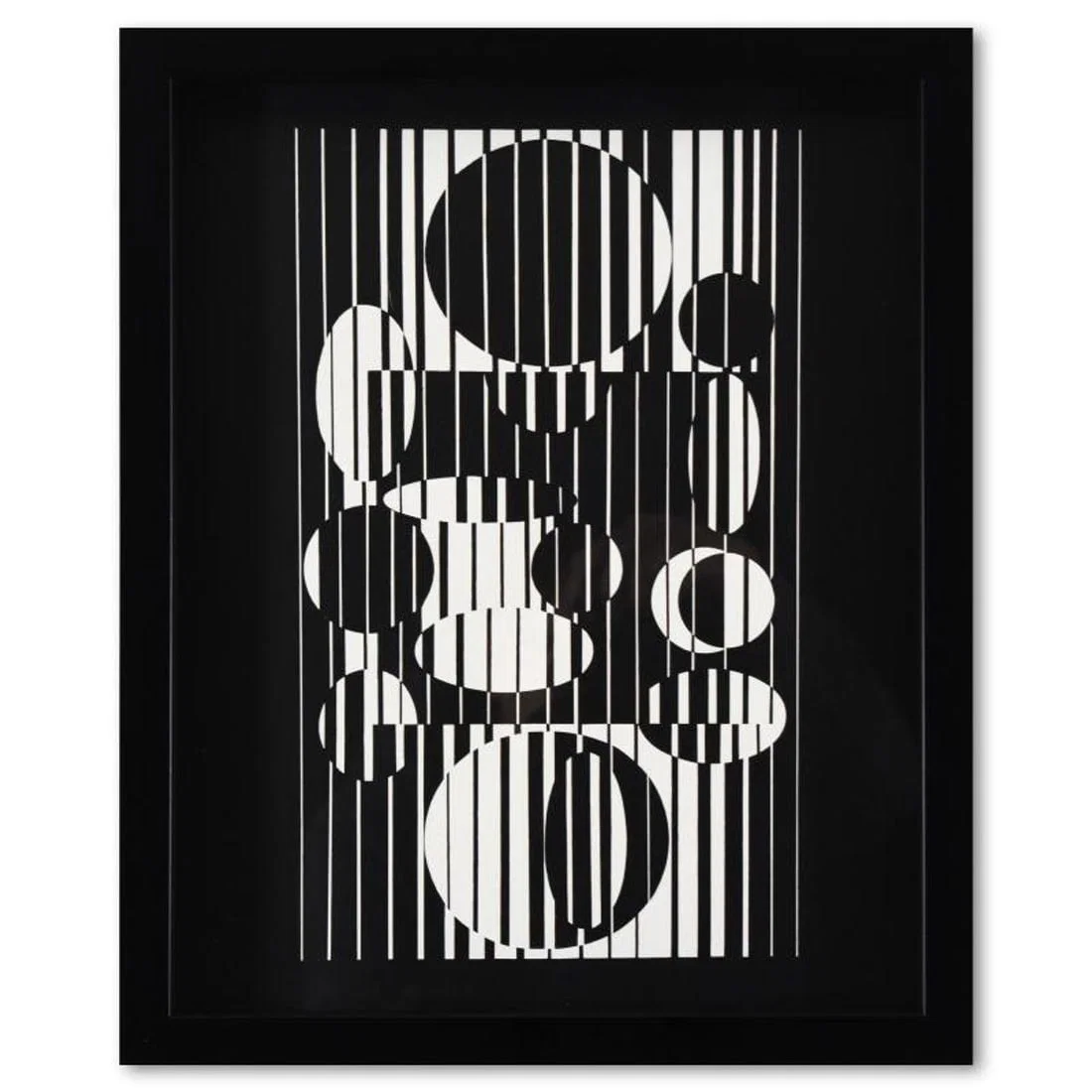 Victor Vasarely (1908-1997), "Iaca de la serie Lineaires" Framed 1973 Heliogravure Print with Letter