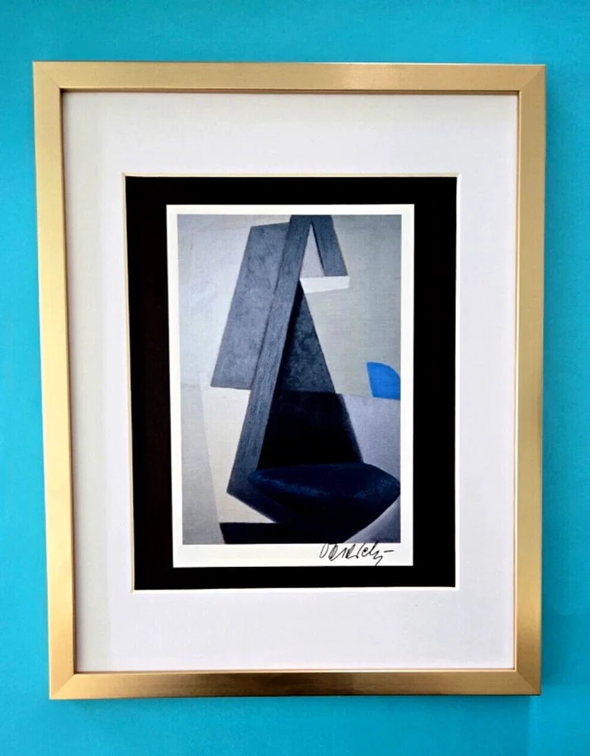 VICTOR VASARELY PRINT FROM 1970 + SIGNED GEOMETRIC ABSTRACT +NEW FRAME 14x11in!