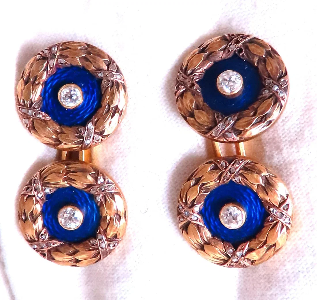 Victorian Antique Enamel Cufflinks 14kt 12479**